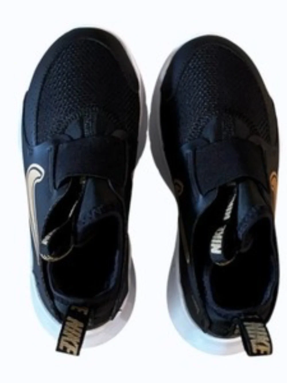 Nike Boys Flex Runner 3 Black Gold Slip On Shoes Size 12 Toddler Sneakers
